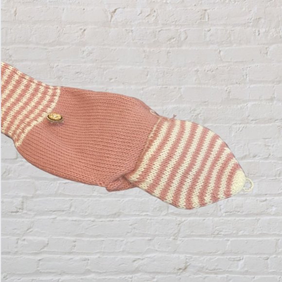 MANTARAY -- Mitten/Gloves, Pink & White Stripe Elbow Length "Hoodie" Gloves, NWT - Picture 7 of 11